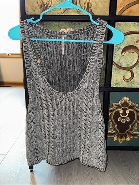 Free People Gray Cable Knit Tank Top
